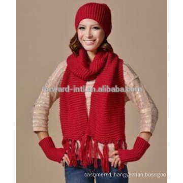 Fashion Style Warm Cashmere Scarf, Hat, Gloves with Knitted cashmere